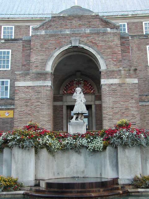 statue & flowers