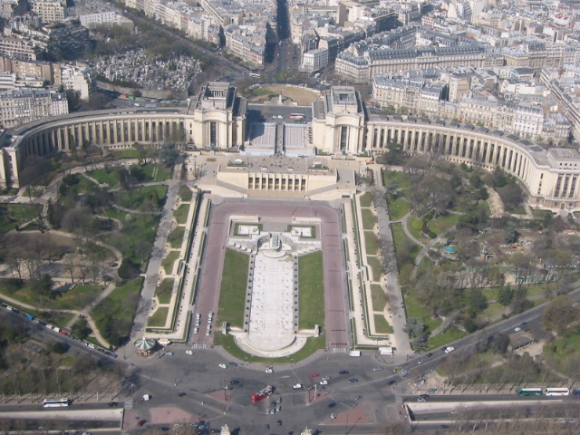 View from top of Eiffel Tower -Palais de Chaillot, Trocadero