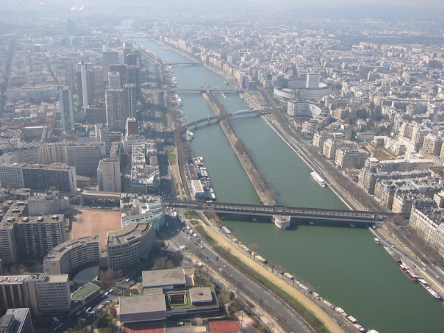 View from top of Eiffel Tower -Seine River