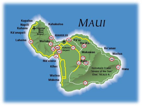 Map of Maui, Hawaii