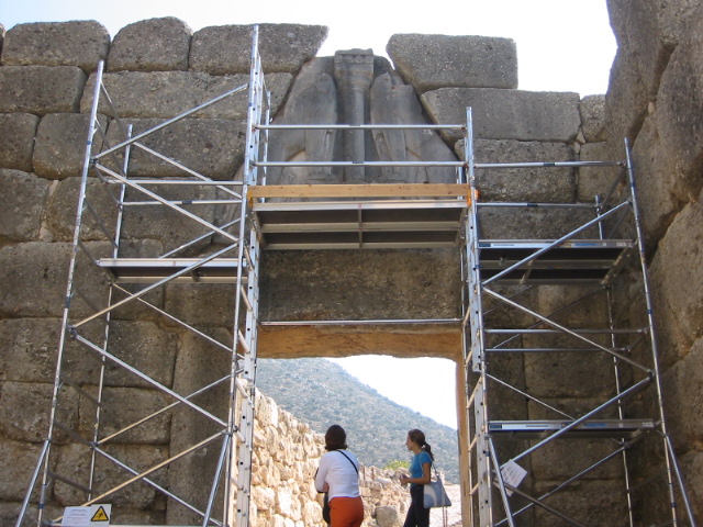 lions guarding front gate