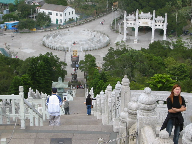 view back down the steps