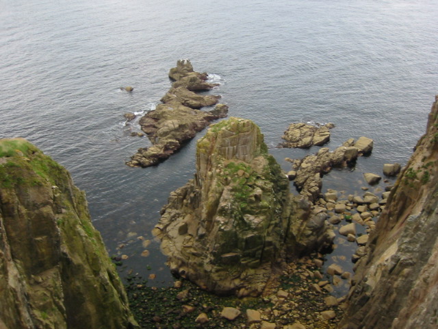 Looking down from suspension bridge