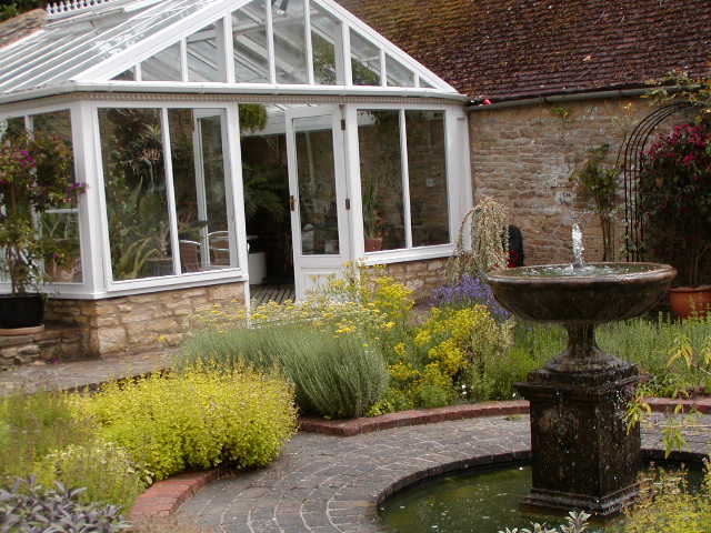 Gardens behind church