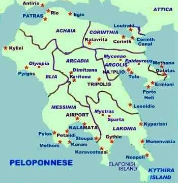 Map of Peloponnese